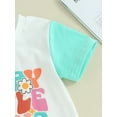 thumbnail image 5 of Infant Baby Girls Summer Casual Romper Short Sleeve Crewneck Letter Print Contrast Color Jumpsuit, 5 of 8