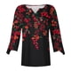 thumbnail image 5 of ICHUANYI Clearance Women's Casual Printing Three Quarter Sleeve V Neck Button T-Shirt Tees Blouse(Red, M) ICHUANYI WER2023081100375, 5 of 5