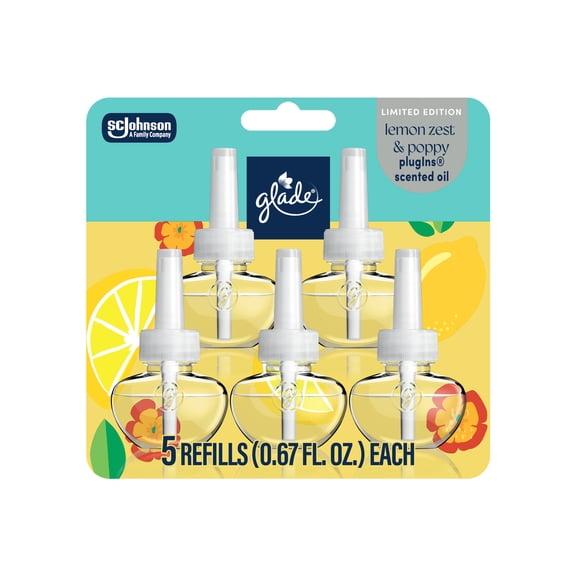 Glade® PlugIns® Refills Air Freshener, Lemon Zest & Poppy, 3.35oz., 5 count