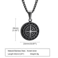 thumbnail image 5 of Men Retro Silver Color Seeker Compass Necklaces Rock Punk Vintage Metal Stainless Steel Round Coin Pendant Collar Gift Jewelry, 5 of 5