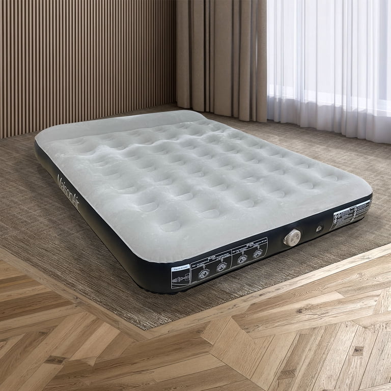Maisonair 12in Queen Airbed Premium Air Mattress with Coil Beam Support and Built in Pillow with Rechargeable Pump