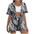 thumbnail image 2 of Haivin Women's Relaxed Fit Jacket Shorts Tee and Pants Set, All-Over Print with Pockets, Casual Comfort Wear for Daily Use and Lounge, 2 of 5