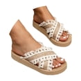 thumbnail image 3 of Women Espadrilles Platforms Sandals Wedge Canvas Open Toe Slippers Vintage Heel Solid Color on Summer Dress Comfortable Trendy Breathable Non Vacation Walking Shoes, 3 of 9