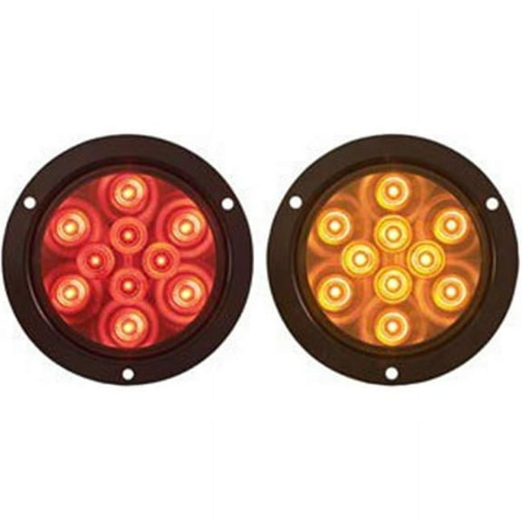 Optronics O24-STL42RBP 4 in. Round Sealed LED Lights with Mounting Flange, Red - 10 Diode