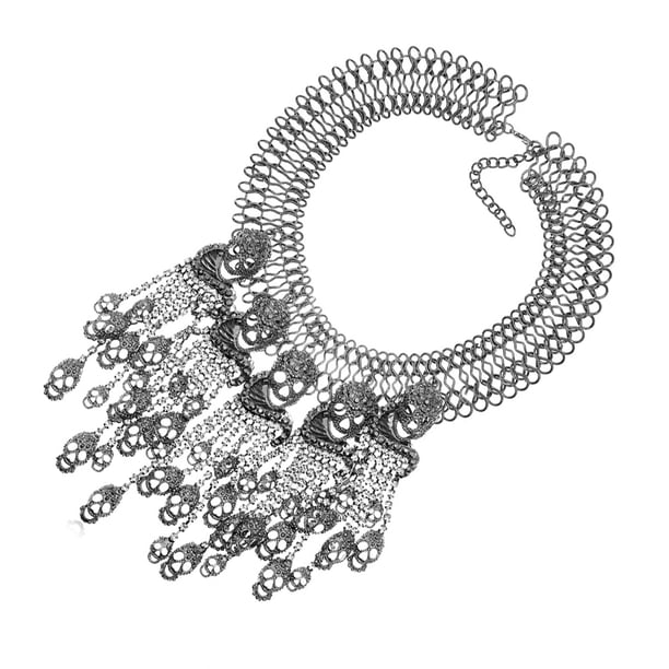 Qarigey Collar clavícula borla grande calavera esqueleto Collar cadenas cortas joyería calavera cadenas accesorio de moda Ropa, zapatos y accesorios Miscelánea Negro Qarigey AP014931-02