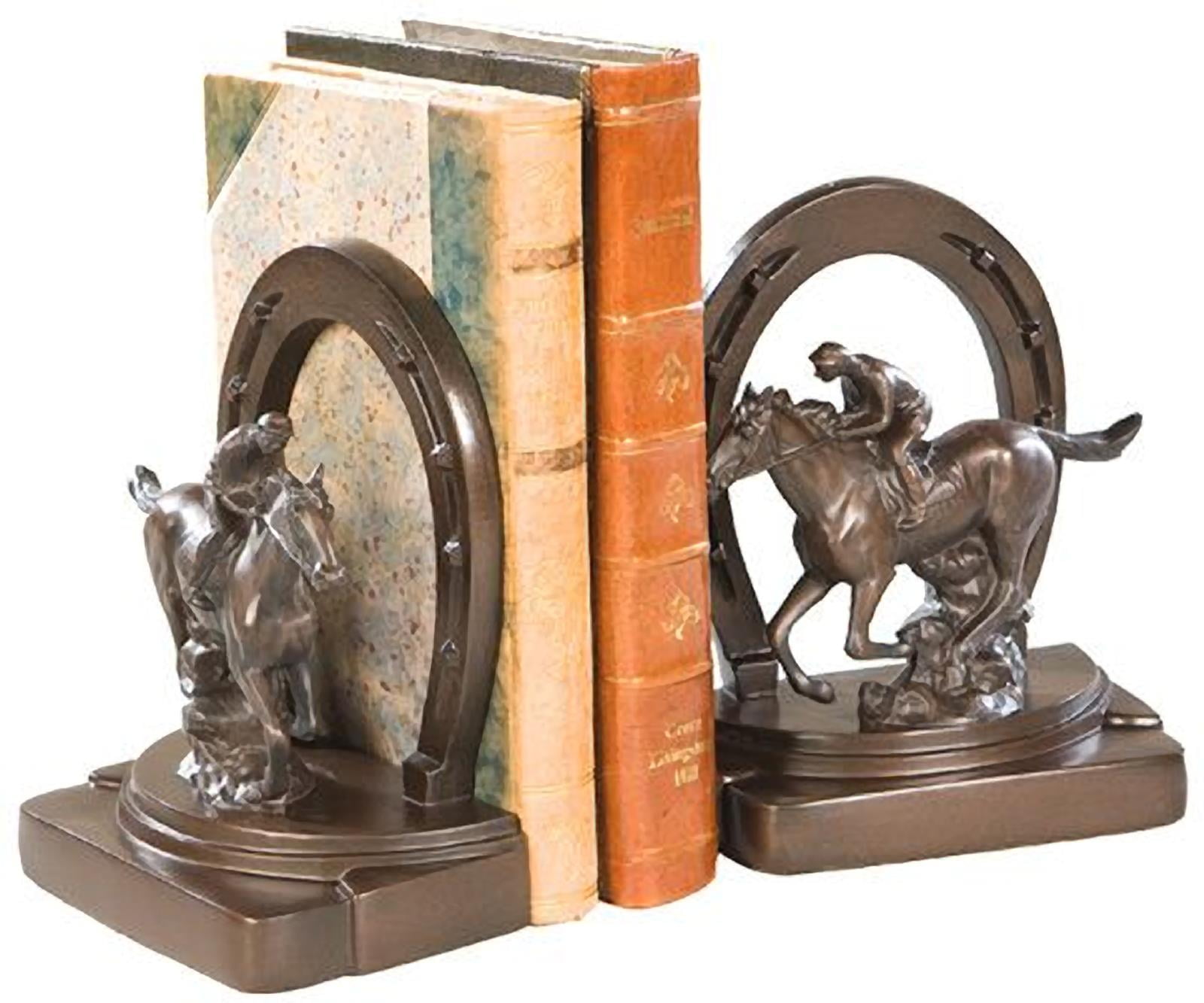 Bookends Bookend Horse Photo Finish Horseshoe Racehorse Cast Resin Hand