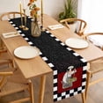 thumbnail image 3 of Table Runner 72 Inches Long for Kitchen Dining, Red Black Chef Dresser Scarf Farmhouse, Dining Table Decorations for Wedding/Parties, Cartoon Cute Watercolor Cooking Plaid 14 x 72 In, 3 of 8