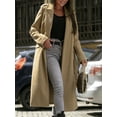 thumbnail image 3 of YONGHS Women Trench Coat Long Sleeve Lapel Winter Overcoat Mid-Long Belted Slim Outerwear Coat Camel S, 3 of 4