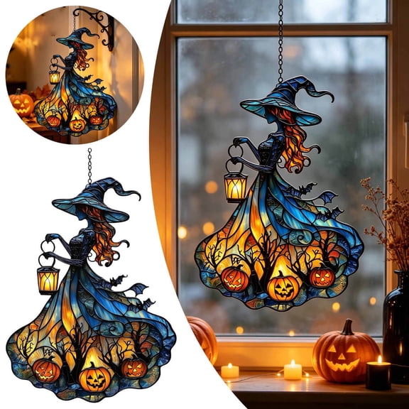 Fmbmuo Halloween Acrylic Pendant Holiday Party Decoration Hanging Printed Theme for Indoor Outdoor Home Office Halloween Party Decoration