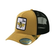 HAVINA PRO CAPS - V2 Embroidered The Bee - 5 Panel Trucker Hat - Light Brown/Black