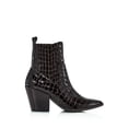 thumbnail image 3 of AQUA Womens Black Crocodile Embossed Comfort Star Square Toe Block Heel Slip On Leather Booties 9 M, 3 of 4