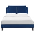 thumbnail image 5 of Platform Bed Frame, Rivet Nailhead, King, Blue Navy, Velvet, Mid Century Bedroom, Modern Contemporary Boutique HB35473, 5 of 12