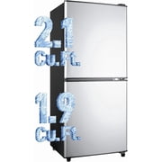 GGTB 4.0 Cu.ft 2-Door Mini Fridge with Bottom Freezer, 7 Temperature Settings, Compact Refrigerator for Dorm Apartment Office, Silver