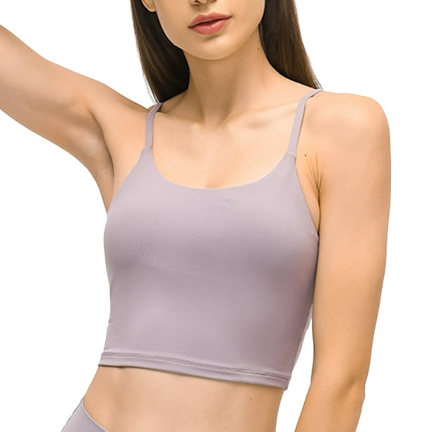 Camiseta sin mangas de yoga gris Cojín de pecho para mujer Camiseta sin mangas sexy con correa delgada en la espalda Camiseta sin mangas deportiva para gimnasio Zhivalor BST3028419-4