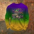 thumbnail image 2 of CONZONE Carnival Men's T-Shirts Long Sleeve Mardi Gras T Shirts for Men Casual Crew Neck Gradient Color Lightweight Tees Soft Cozy Tops, 2 of 4