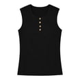 thumbnail image 4 of Womens Summer Tops Henley Shirt, Sleeveless Shirts for Women Casual Button Down Crewneck Tank Top Mothers Gifts, 4 of 5