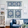 thumbnail image 2 of Blue Boho Kitchen Curtains Sets for Windows 36 Inch Length, Farmhouse Bohemian Medallion Oriental Flower Rod Pocket Window Treatments Tier Curtains and Valances Set for Bedroom/Bathroom, 2 of 8