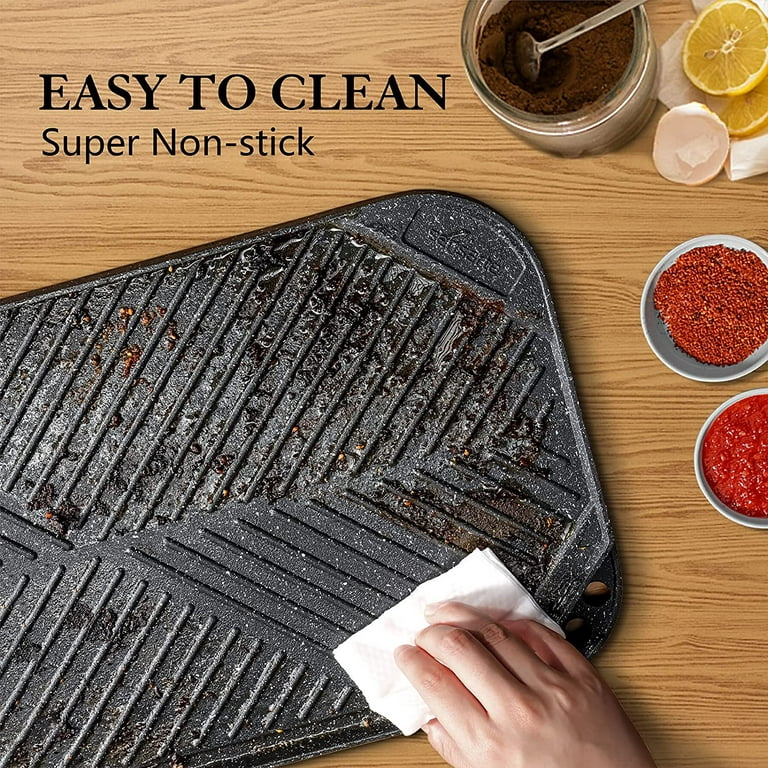  SENSARTE Nonstick Divided Grill Pan for Stove Tops, 3-Section  Versatile Breakfast Grilling Pan, Durable Square Grill Skillet, Steak  Griddle Pan, PFOA, PFOS, APEO Free, Induction Compatible, 9.5 Inch: Home &  Kitchen