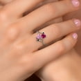 thumbnail image 4 of Gem Stone King 925 Sterling Silver Red Created Ruby Pink Moissanite and Black Diamond Ring for Women (1.80 Cttw, Heart Shape 6MM, Gemstone July Birthstone, Size 7), 4 of 6