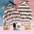 thumbnail image 6 of Unique Bargains 2pcs Hair Drying Towel Hair Towel Wrap for Women Striped Bow Drying Cap for Short Hair Pink Gray White, 6 of 7