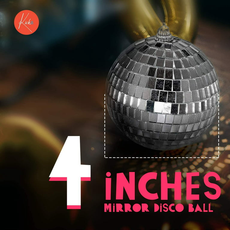  Mirror Balls with Hanging String, MUZTOP 4 Inch Disco