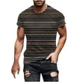 thumbnail image 2 of Mens Tops Plus Size Short Sleeved Stripe Printed Round Neck Top Blouses Black S, 2 of 5
