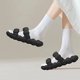 thumbnail image 3 of Diapositivas de burbujas de masaje para mujeres y hombres, sandalias divertidas con correas dobles de burbujas de lichi para adultos, para dormitorio, spa, gimnasio, playa (negro), 3 of 5