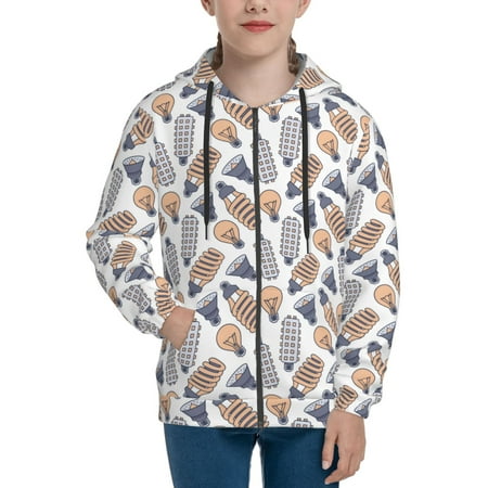 

Hoodies for Teen Girls Boys Light Bulb Pattern funny Long Sleeve Youth Kids Essentials Zip Up Hoodie Lghtweight Fashion Hoodies & Sweatshirts Jacket Fall Winter Outfits Tops
