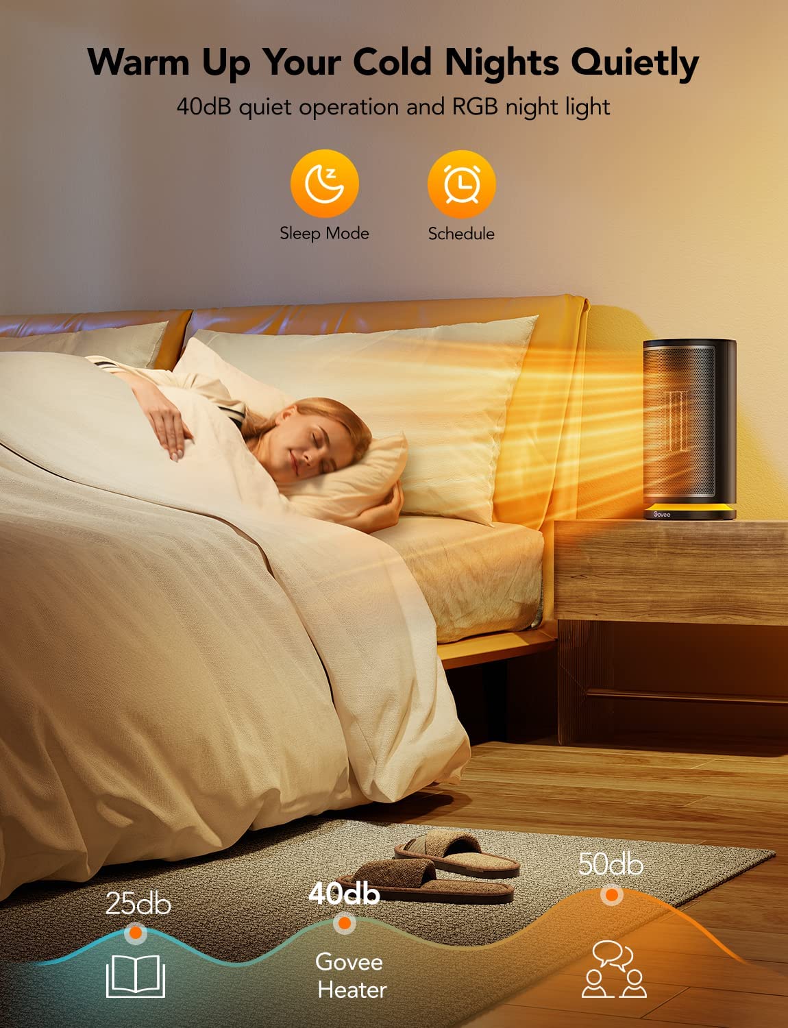 Govee Smart Space Heater, 1500W Fast Heating WiFi Small Heater with  Thermostat, Quiet Portable Electric Ceramic Heater with RGB Night Light for  Office, Living Room, Indoors, App u0026 Voice Control - Walmart.com