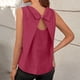thumbnail image 3 of Tops Casuales sin Mangas para las Mujeres Color Sólido Cuello Redondo Plisado Blusa sin Espalda, Tops de Color Sólido para las Mujeres Respirable Primavera Verano Diario, 3 of 8