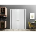 thumbnail image 3 of Solid French Double Doors 36 x 80 inches | Planum 0016 White Silk with Frosted Glass | Wood Solid Panel Frame Trims | Closet Bedroom Sturdy Doors, 3 of 5