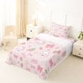 thumbnail image 3 of Erosebridal Bowknot Cat Strawberry Twin Sheet Sets for Girls, Cute Groovy Flower Bedding, 3pcs, 3 of 6