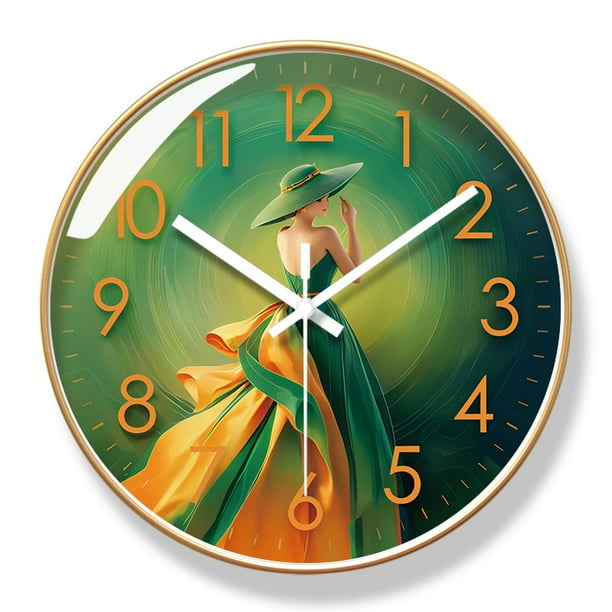 Reloj de pared elegante y silencioso de 30 cm, diseño redondo, moderno para mujer