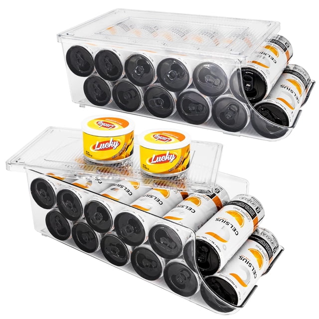 Organizador de latas SCAVATA para nevera apilable, paquete de 2
