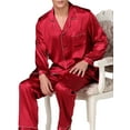 thumbnail image 3 of Seyurigaoka Nightwear Set Mens Turn-Down Collar Long Sleeve Top Long Pants, 3 of 9