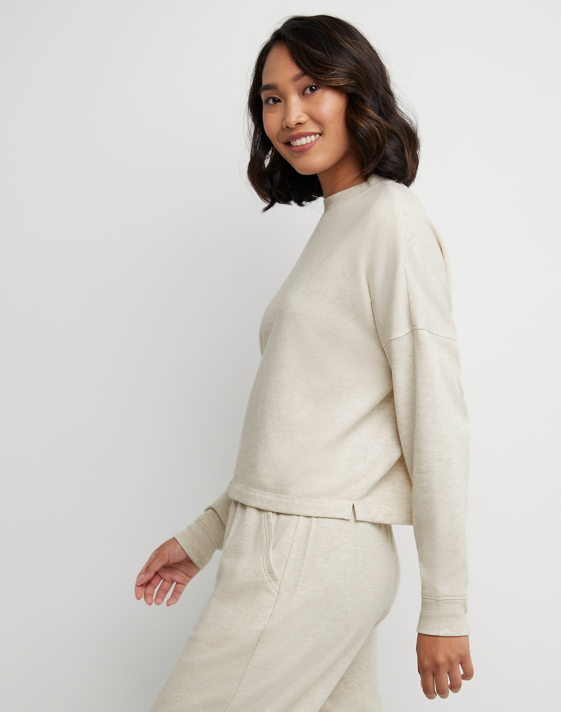 Hanes Originals Women's Soft Brushed Crop Sweatshirt Wheat Heather XS