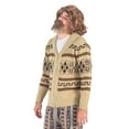 thumbnail image 3 of Costume Agent Lebowski Jeffrey The Dude Zip Up Cardigan Sweater Halloween Cosplay Beige, 3 of 7