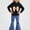 Black, variant on Vornjynx Girls 2 Piece Outfit(2-7)Hooded Sweatshirt with Butterfly Bow Print and Flared Pants Set Casual Clothing Set Pink Size 5T
