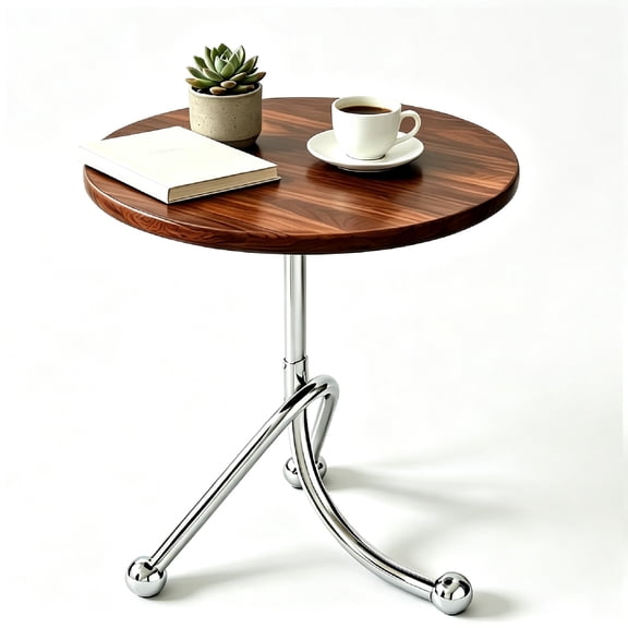 Gijjgole Small Round Side Table, Wood End Table for Small Spaces, 20" H Drink Table for Living Room, Bedroom, Sofa Couch, Walnut Color