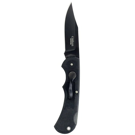 Camillus Lev-R-Lok Carbonitride Titanium Drop Point Folding Knife, Black, 6.75-Inch