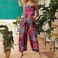 thumbnail image 3 of Women Floral Print Jumpsuit Loose Bib Overalls Casual Baggy Bib Pants Boho Wide Leg Suspender Pants with Pockets, 3 of 6