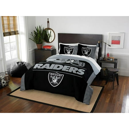 Sam Football - Oakland Raiders COMBO 5 Pc FULL / QUEEN Size Comforter Set Includes: Comforter, 2 Pillow Shams & 2 Pillowcases -NFL Football Bedding Accessories