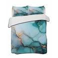 thumbnail image 2 of Quilts Twin XL Size, Marble Turquoise Gold Soft Comforter Bedding Set for Bed, Abstract Simple Geometric Lightweight Quilted Bedspread with Pillow Cover(2 Pieces) for All Season, 68x98 Inch, 2 of 6