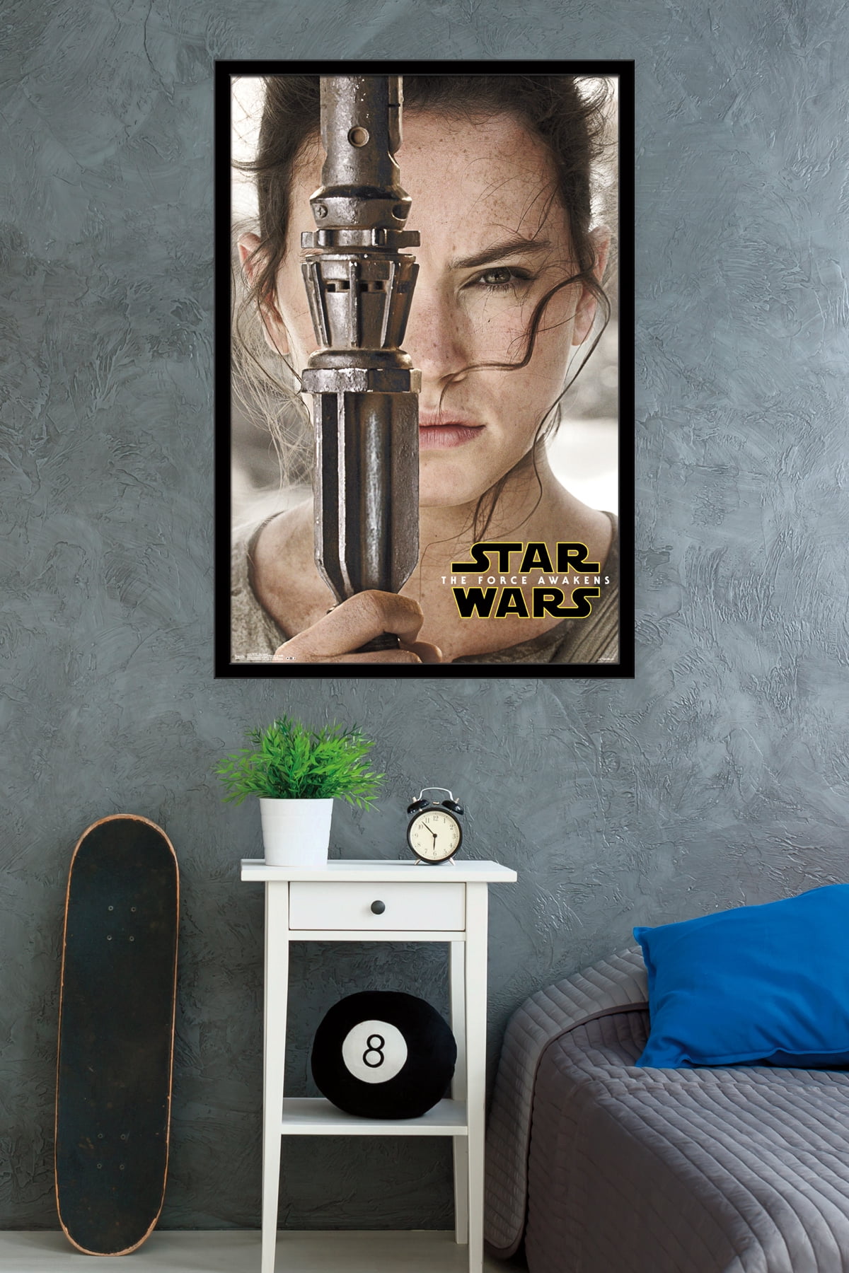 Star Wars: The Force Awakens - Rey Portrait Wall Poster, 22.375" x 34", Framed