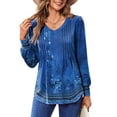 thumbnail image 3 of Fantaslook Long Sleeve Shirts for Women Fall Tops Dressy Casual Blouses Pleated V Neck Tunic Tops, 3 of 8