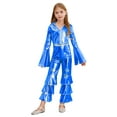 thumbnail image 6 of iiniim Kids Girls Long Flare Sleeve Retro Disco Jumpsuits Movie Star Singer Rave Party Bodysuits Royal Blue 8, 6 of 7