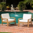 thumbnail image 3 of Gloriette Outdoor Acacia Wood Club Chairs with Cushions (Set of 2), Teak and Beige, 3 of 5