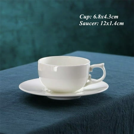 

Pure White Ceramic Espresso Coffee Cup Saucer Set Creative Pattern Chinese Small Capacity Breakfast Milk Mug Office Drinkware