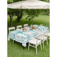 thumbnail image 4 of Outdoor Tablecloths with Umbrella Hole & Zipper, Palm Tree Monstera 60 x102 Inch Rectangle Tablecloths, Turquoise White Botanical Leaf Boho Waterproof Table Cloth, Patio/Pool/Picnic Table Covers, 4 of 8