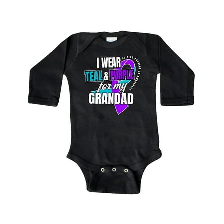 

Inktastic Suicide Prevention I Wear Teal and Purple for My Grandad Gift Baby Boy or Baby Girl Long Sleeve Bodysuit